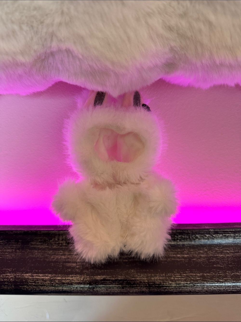 Plush white zimono outfit for a labubu